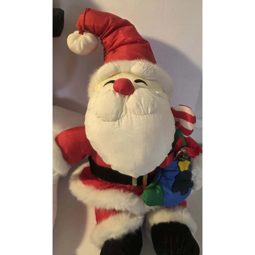 3 Vintage Nylon Christmas REINDEER, SANTA CLAUS, SNOWMAN Stuffed Plush 7
